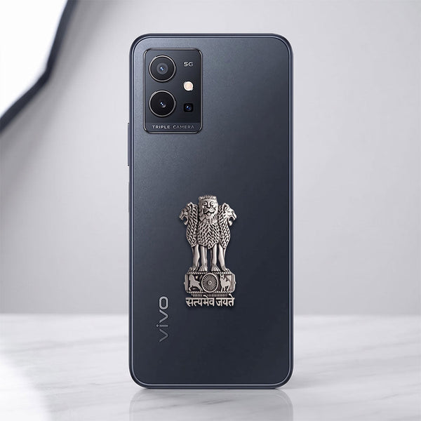 Vivo Y75 5G Compatible Satyamev Jayate 3D Metal Emblem Sticker