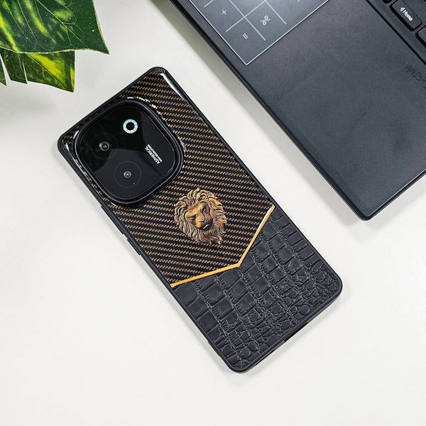 Vivo T3 Pro 5G Luxury Lion Pattern Leather And Liquid SiliconeΒ Case