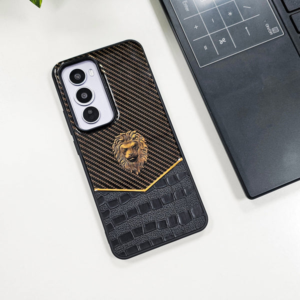 Oppo Reno 12 5G Luxury Lion Pattern Leather And Liquid SiliconeΒ Case