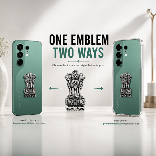 Tecno Camon 50 Ultra 5G Compatible Satyamev Jayate 3D Metal Emblem Sticker