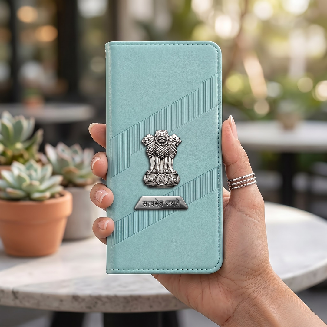 Vivo V29e 5G Metal Satyamev Jayate 2-in-1 Emblem Magnetic Flip Wallet Case