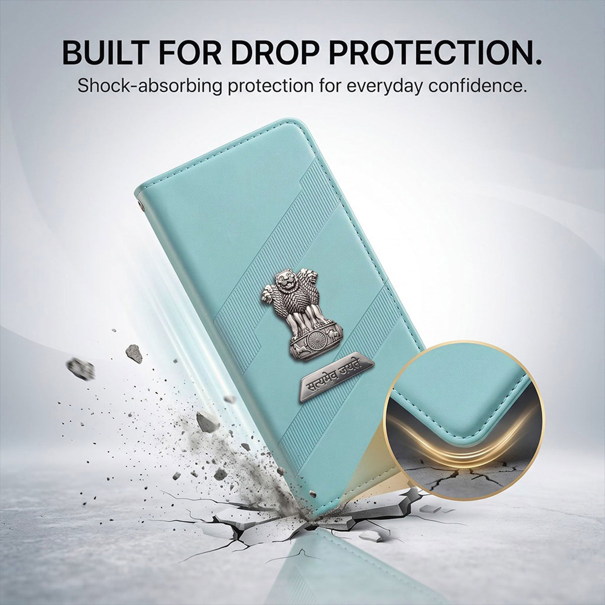 Samsung Galaxy A56 5G Metal Satyamev Jayate 2-in-1 Emblem Magnetic Flip Wallet Case