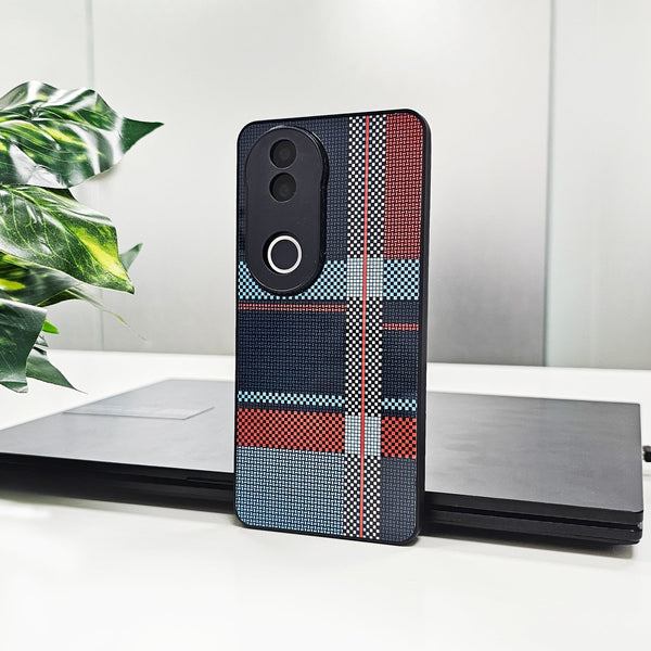 Vivo V50 5G Luxury Grid Pattern Glass Back Shockproof Cover