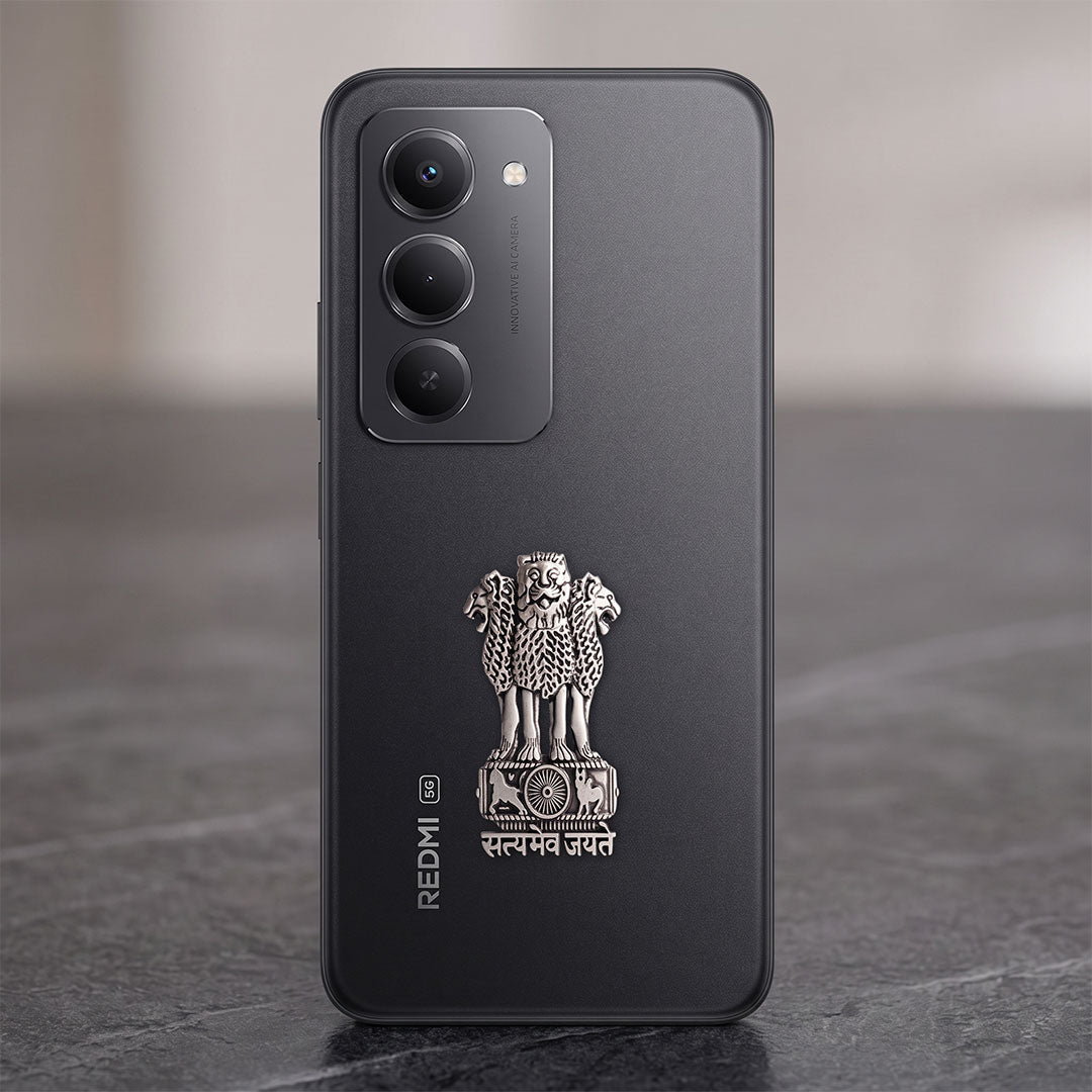 Redmi 15 5G Compatible Satyamev Jayate 3D Metal Emblem Sticker