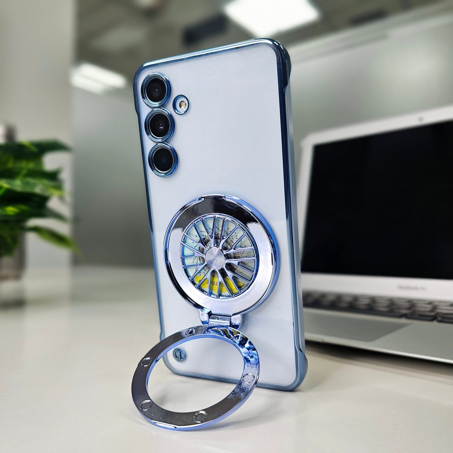 Samsung Galaxy A55 5G Porsche® Wheel Frameless Case blue