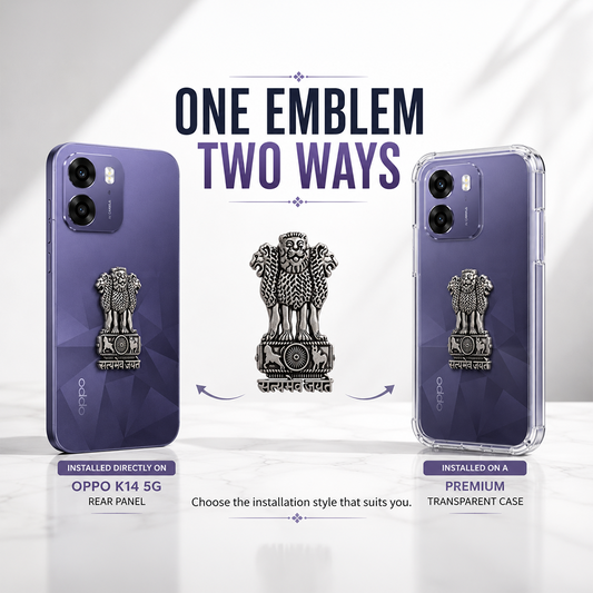 Oppo K14 5G Compatible Satyamev Jayate 3D Metal Emblem Sticker