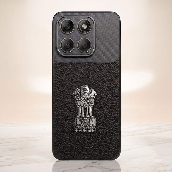 Motorola Edge 60 Pro 5g Satyamev Jayate Carbon Fiber Leather Hybrid Phone Case