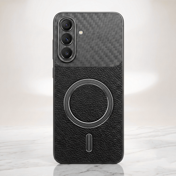 Samsung Galaxy A27 5G Carbon Fiber Leather Hybrid MagSafe Magnetic Case