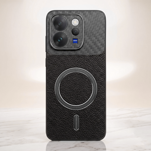 Vivo V70 5G Carbon Fiber Leather Hybrid MagSafe Magnetic Case