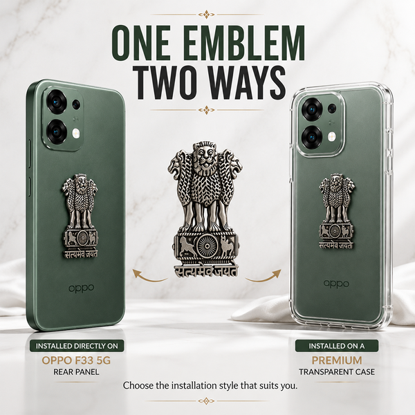 Oppo F33 5G Compatible Satyamev Jayate 3D Metal Emblem Sticker