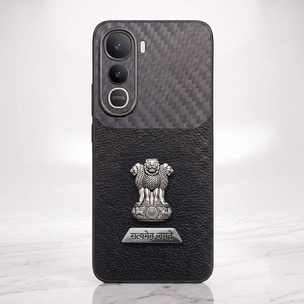 Vivo Y400 Pro 5G Satyamev Jayate 2-in-1 Emblem Carbon Fiber Leather Phone Case