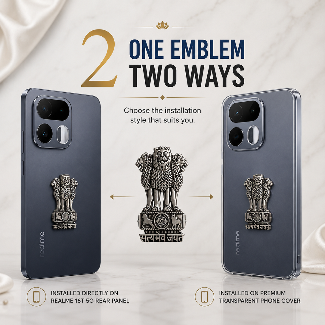 Realme 16T 5G Compatible Satyamev Jayate 3D Metal Emblem Sticker