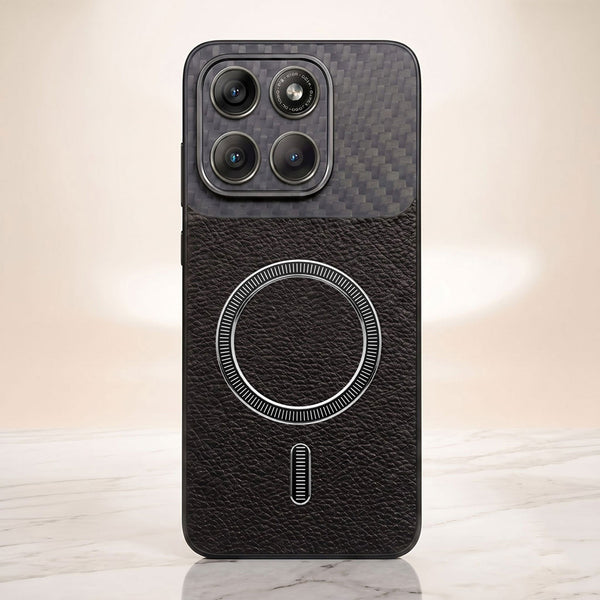 Motorola Edge 70 5G Carbon Fiber Leather Hybrid MagSafe Magnetic Case