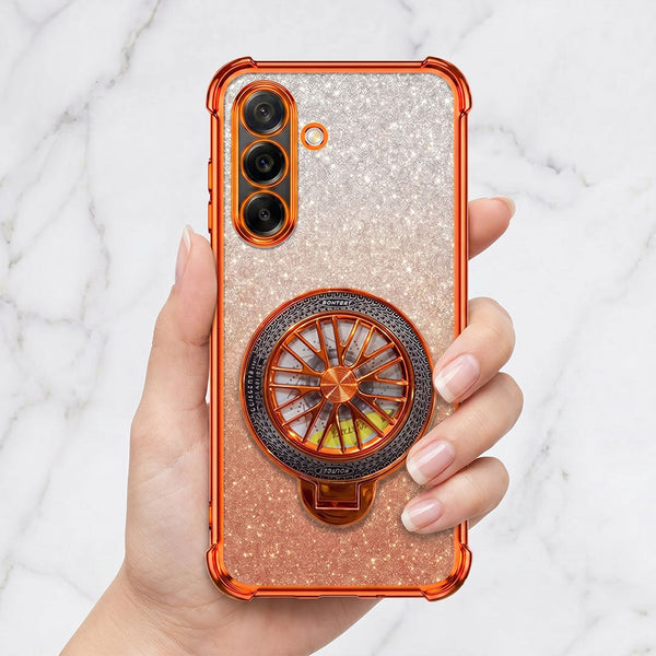 Samsung Galaxy A36 5G Stress Buster Wheel Rotating Shimmer Airbag Cosmic Orange Case