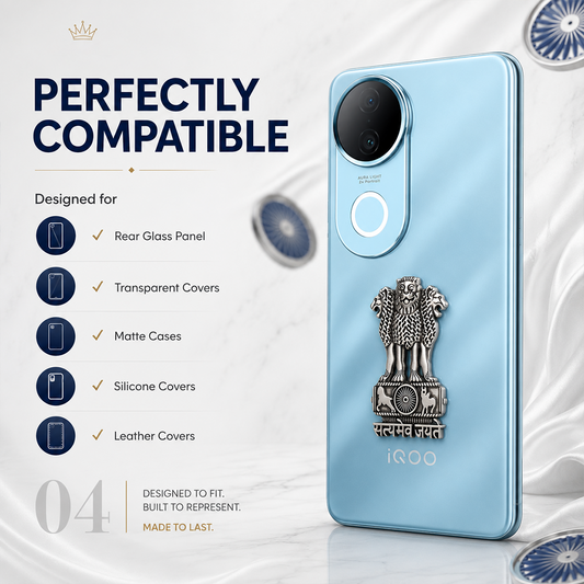 iQOO Z10R 5G Compatible Satyamev Jayate 3D Metal Emblem Sticker