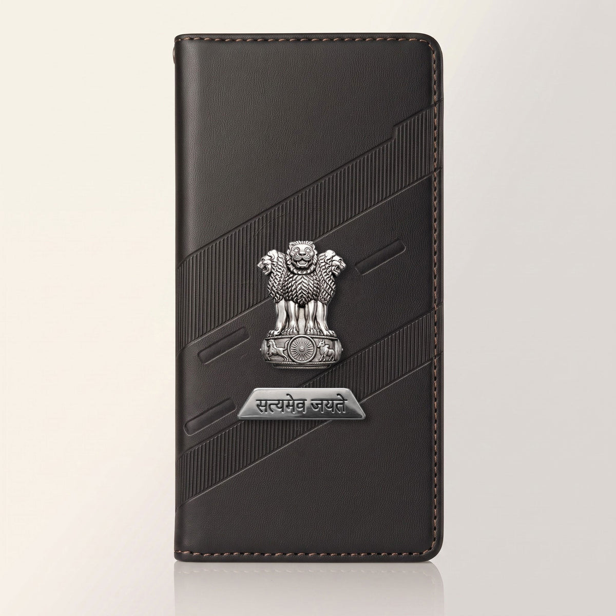 Oppo F29 Pro 5G Metal Satyamev Jayate 2-in-1 Emblem Magnetic Flip Wallet Case