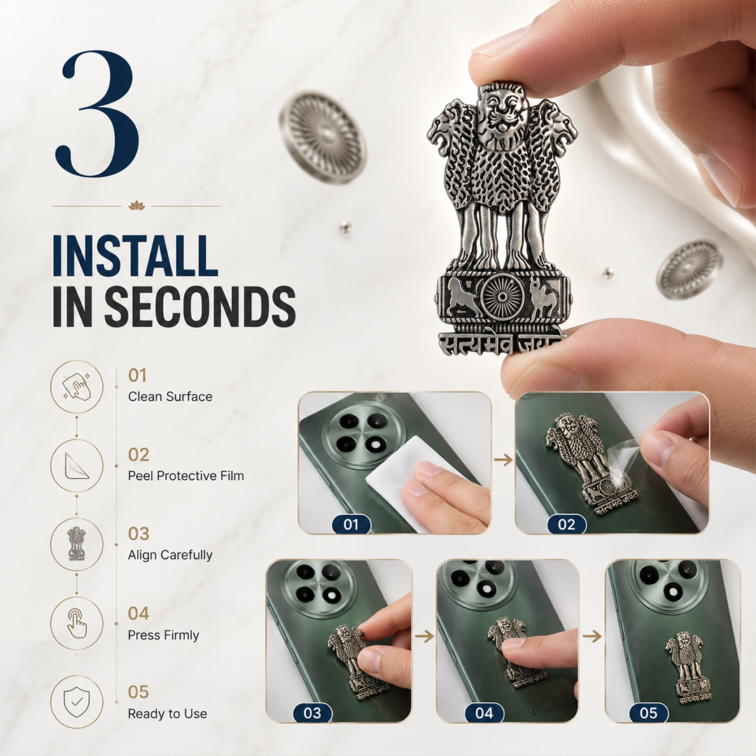 Oppo F27 5G Compatible Satyamev Jayate 3D Metal Emblem Sticker
