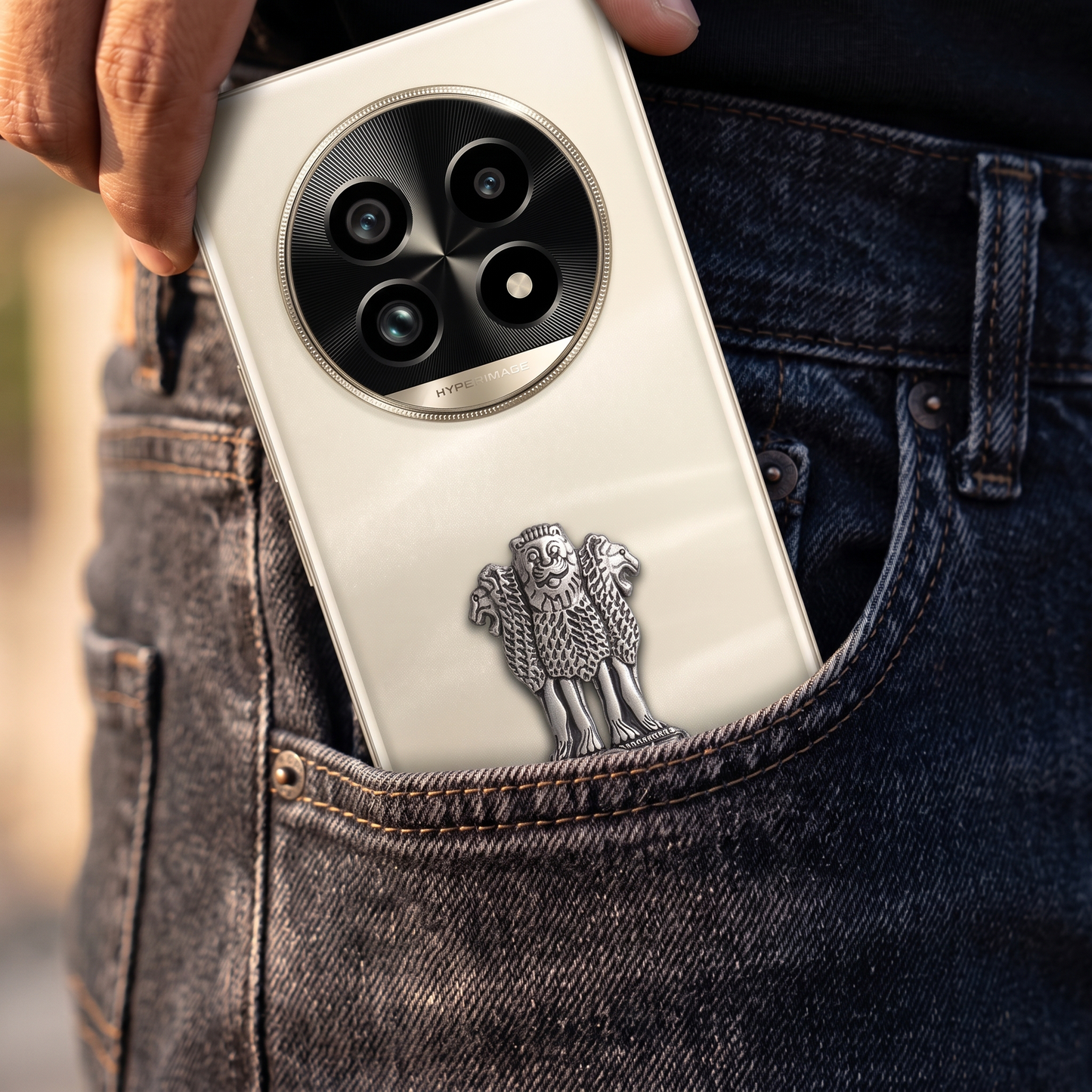 Realme 13 Pro+ 5G Compatible Satyamev Jayate 3D Metal Emblem Sticker