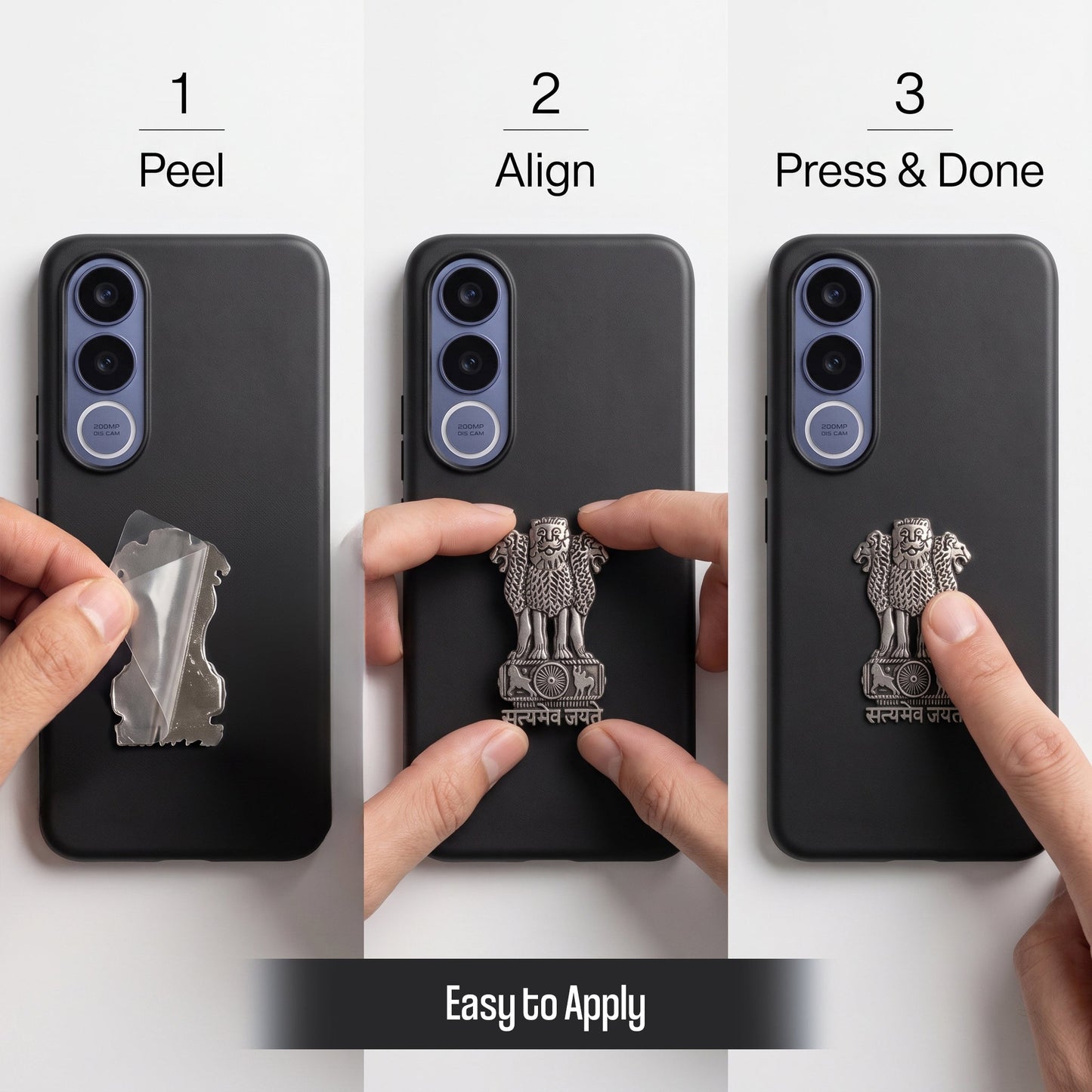 Vivo V70 FE 5G Compatible Satyamev Jayate 3D Metal Emblem Sticker