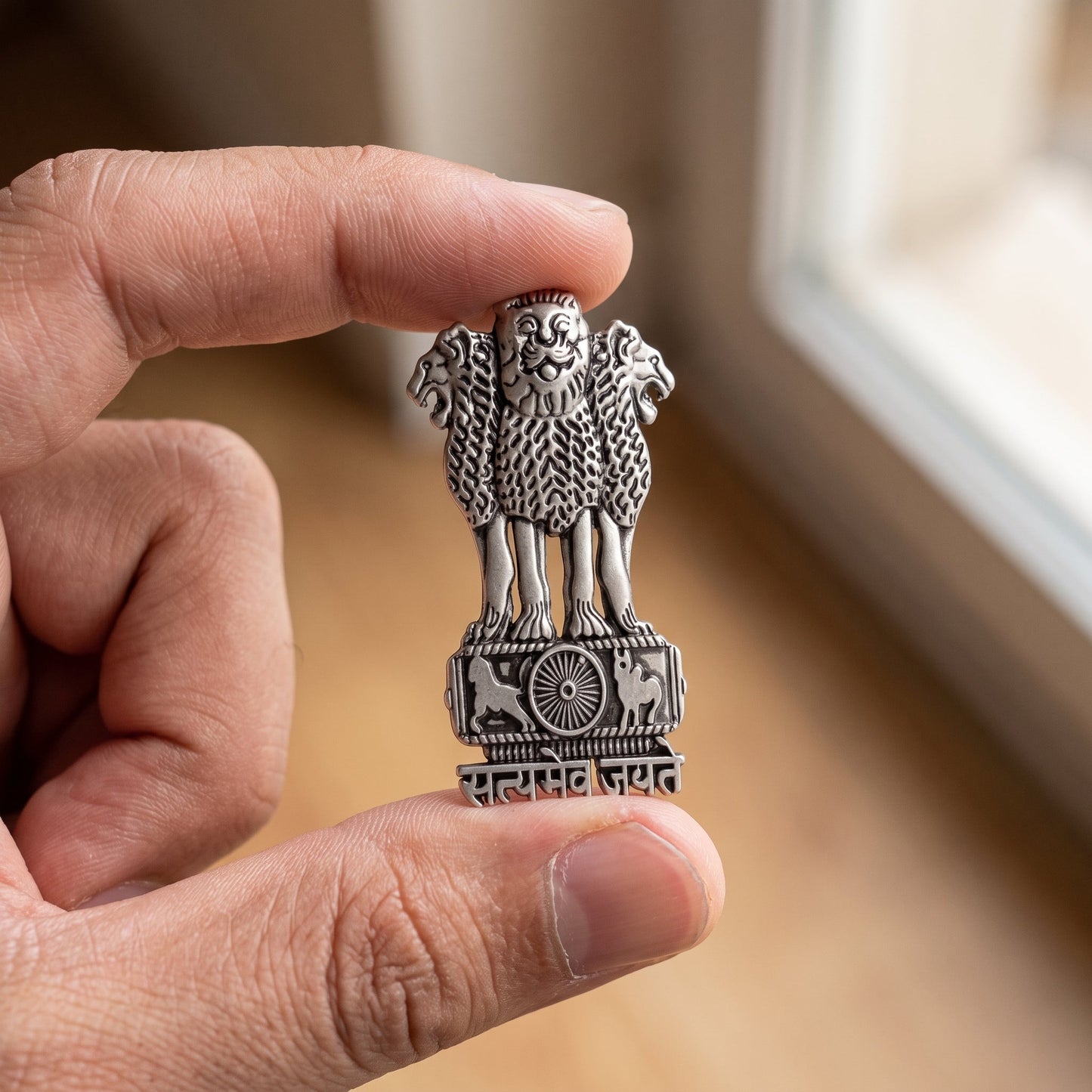 Redmi Note 15 5G Compatible Satyamev Jayate 3D Metal Emblem Sticker