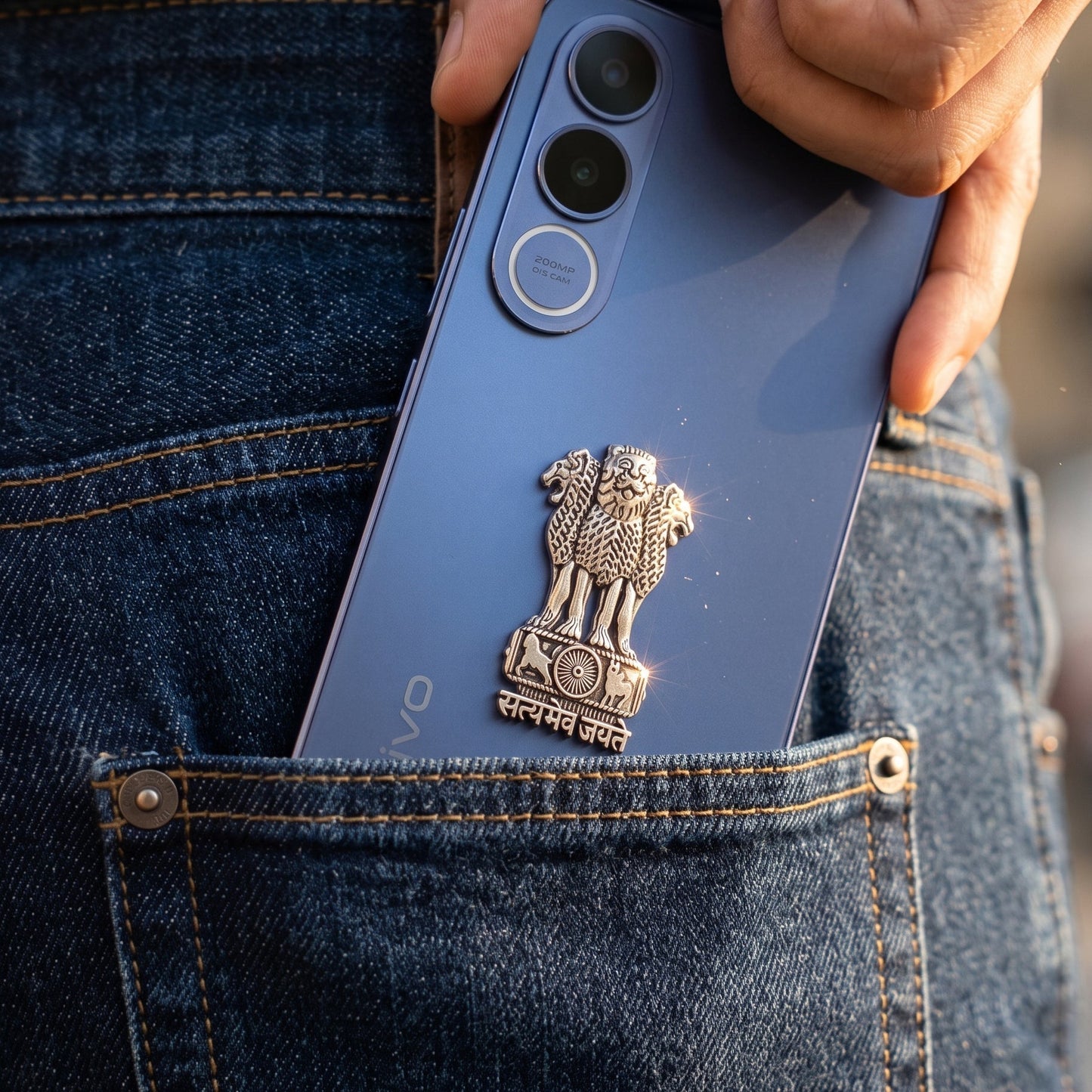Vivo V70 FE 5G Compatible Satyamev Jayate 3D Metal Emblem Sticker