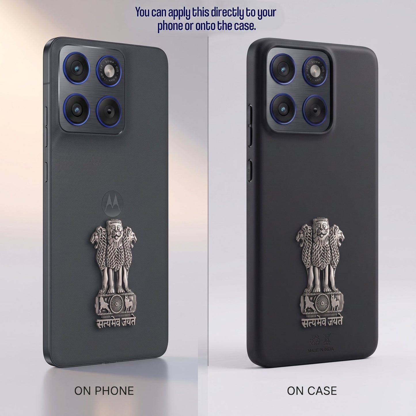 Motorola Edge 70 5G Compatible Satyamev Jayate 3D Metal Emblem Sticker