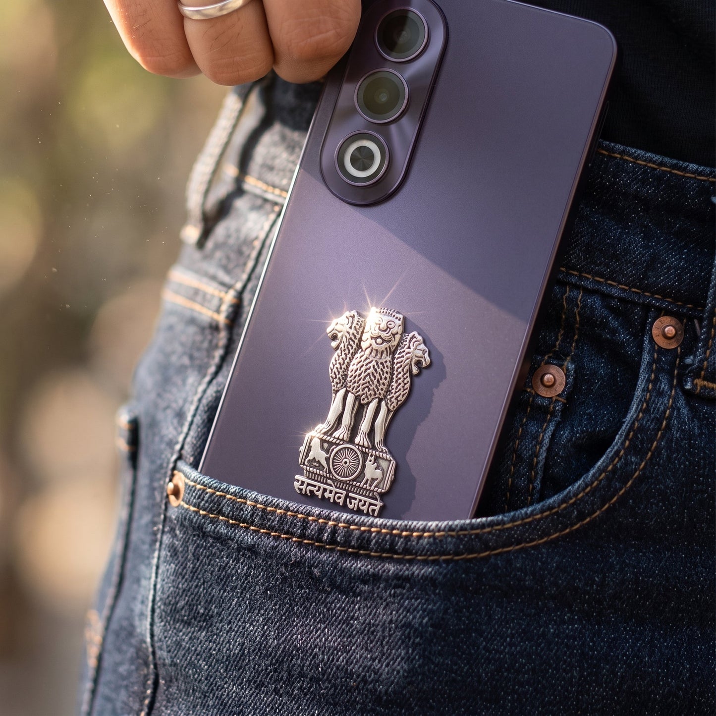 Oppo K12X 5G Compatible Satyamev Jayate 3D Metal Emblem Sticker