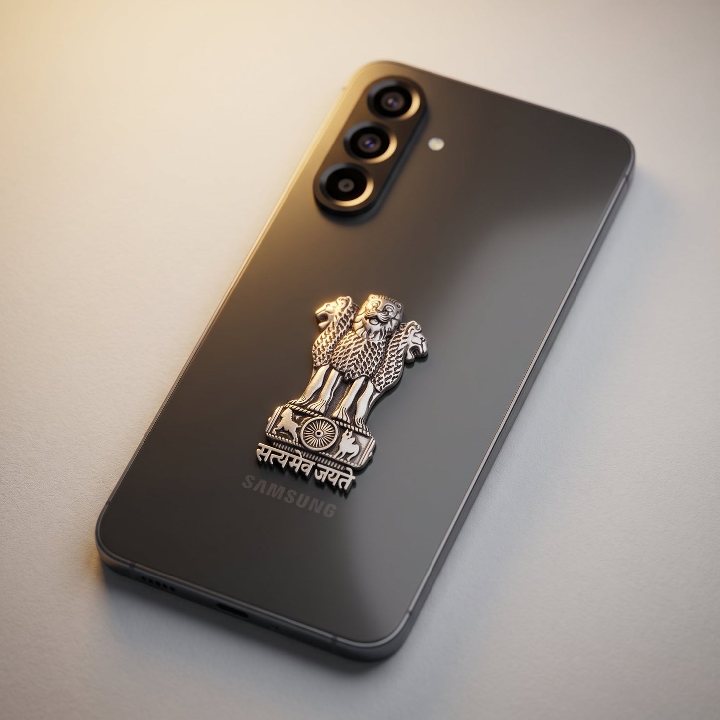Samsung Galaxy A56 5G Compatible Satyamev Jayate 3D Metal Emblem Sticker