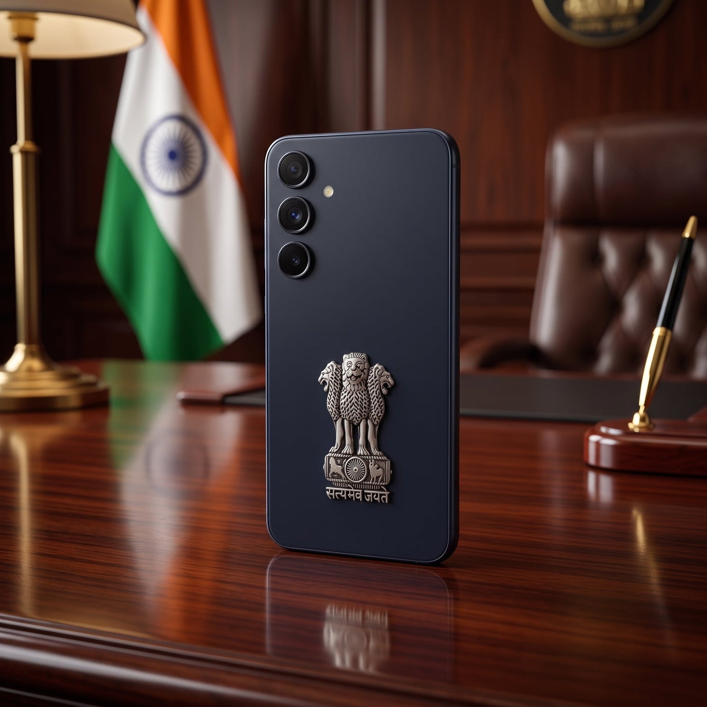 Samsung Galaxy A35 5G Compatible Satyamev Jayate 3D Metal Emblem Sticker