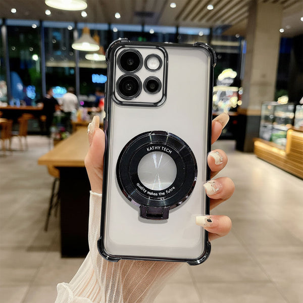 Motorola Edge 50 Neo 5G Original Luxury Magnifier Ring Stand Shockproof Airbags Corner Case