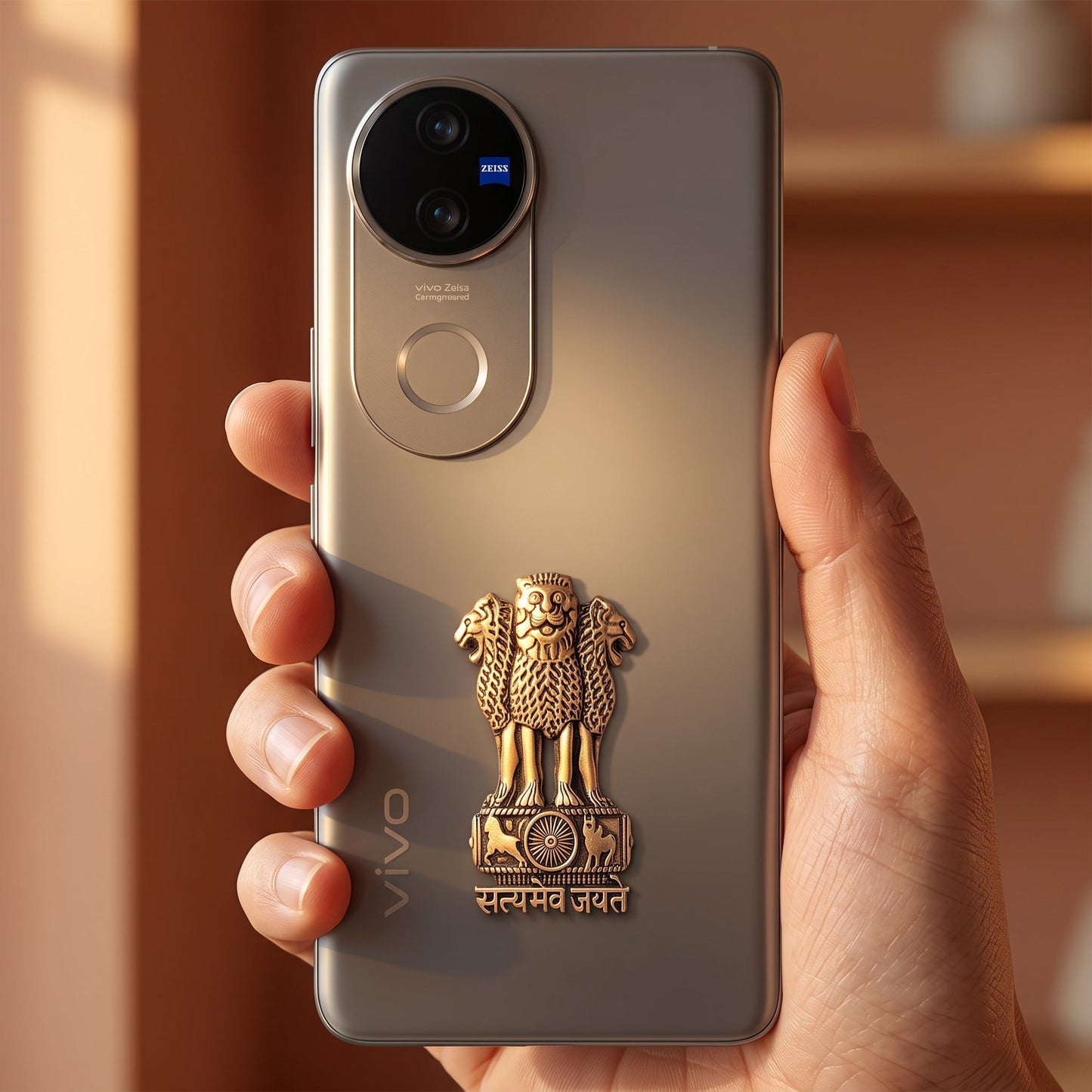 Vivo V50 5G Compatible Satyamev Jayate 3D Metal Emblem Sticker