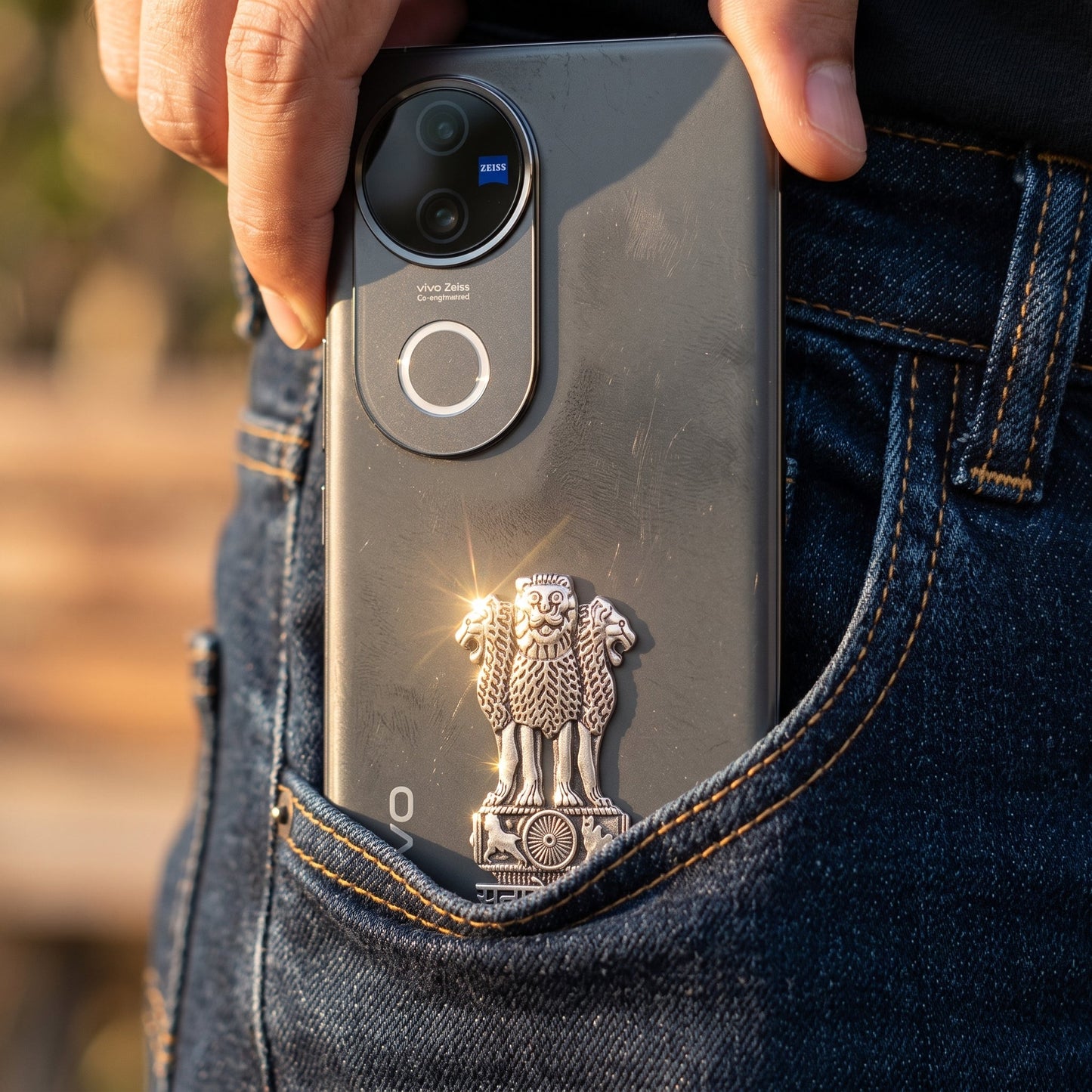 Vivo V50 5G Compatible Satyamev Jayate 3D Metal Emblem Sticker